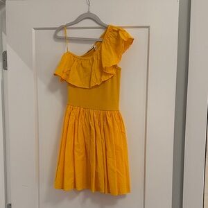 Molo Girls Yellow One-Shoulder Ruffle Dress